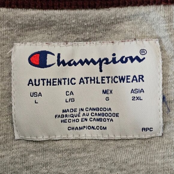 Champion Crewneck Sweatshirt Mens Large Red Burgundy Authentic Athleticwear Tag - Picture 4 of 8